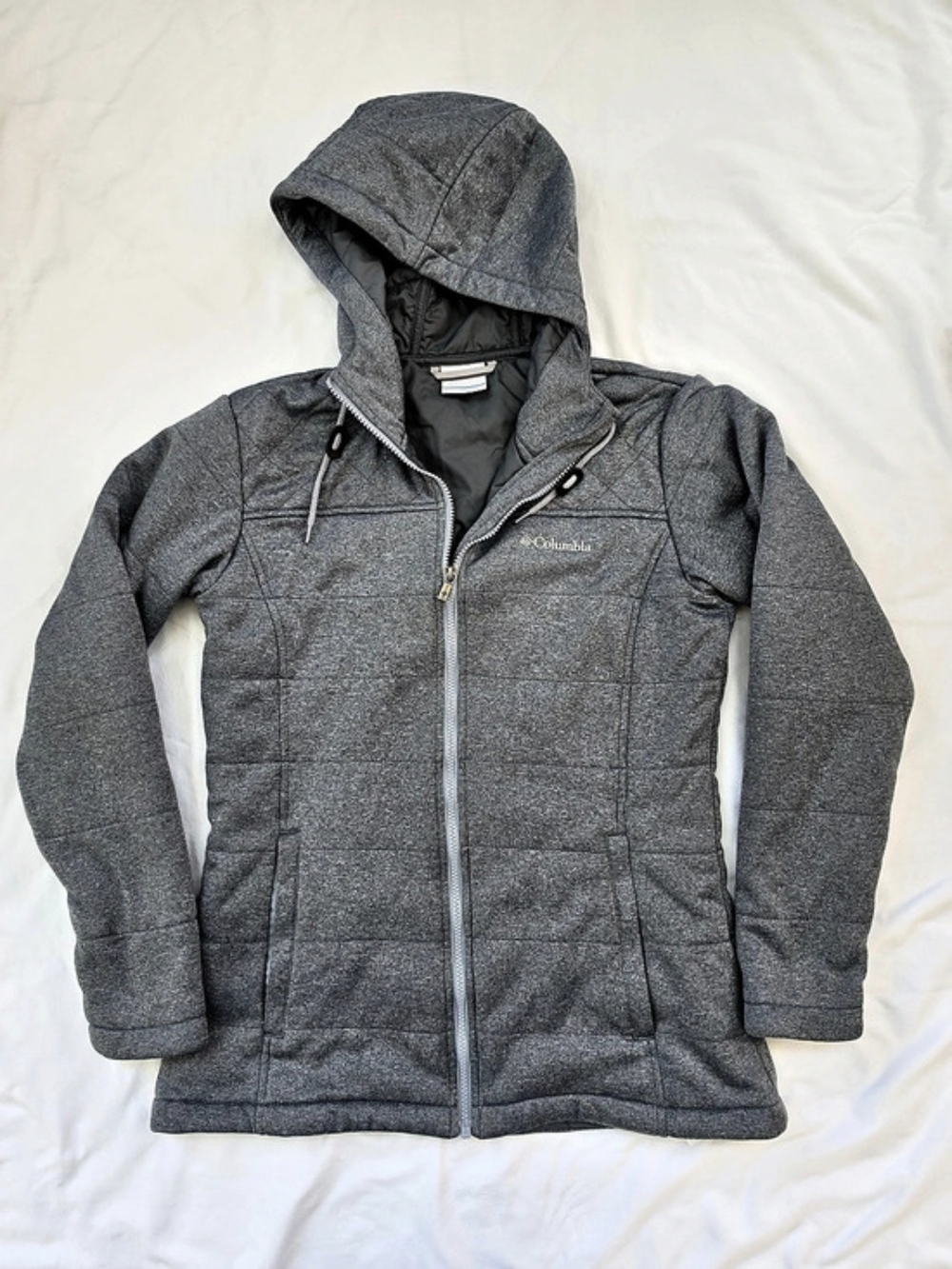 Columbia Womens Hooded Insulated Jacket Medium Gray Full Zip